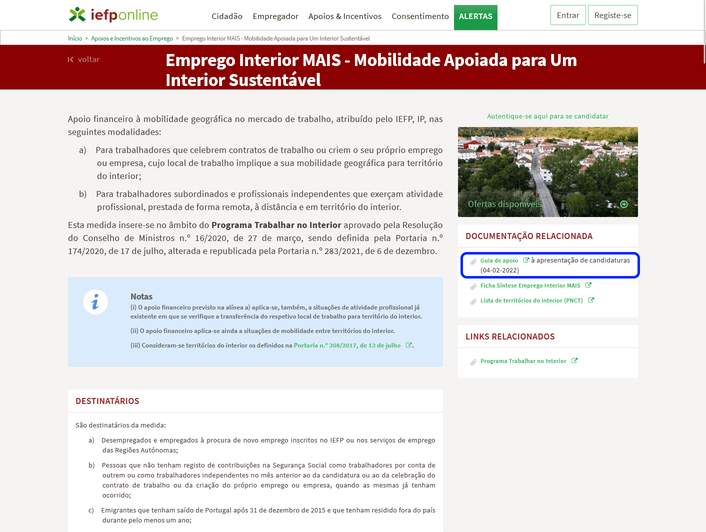 portugal Emprego Interior MAIS program